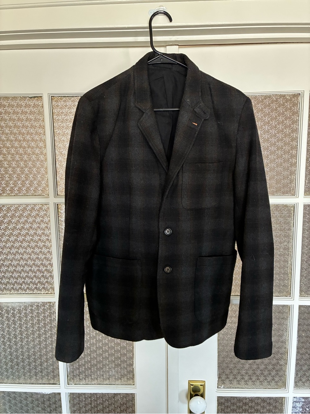 Penny Stock Men's Black Plaid Blazer - Classic Two-Button Jacket